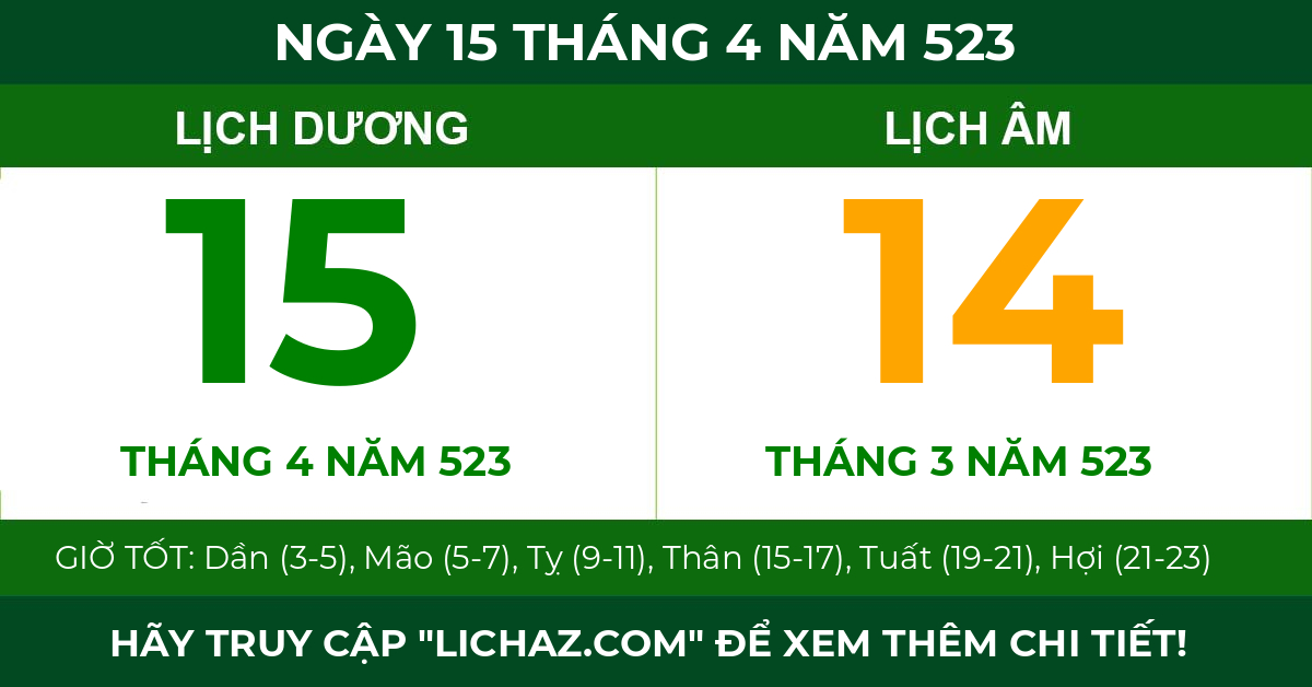lịch âm ngày 15 tháng 4 năm 523