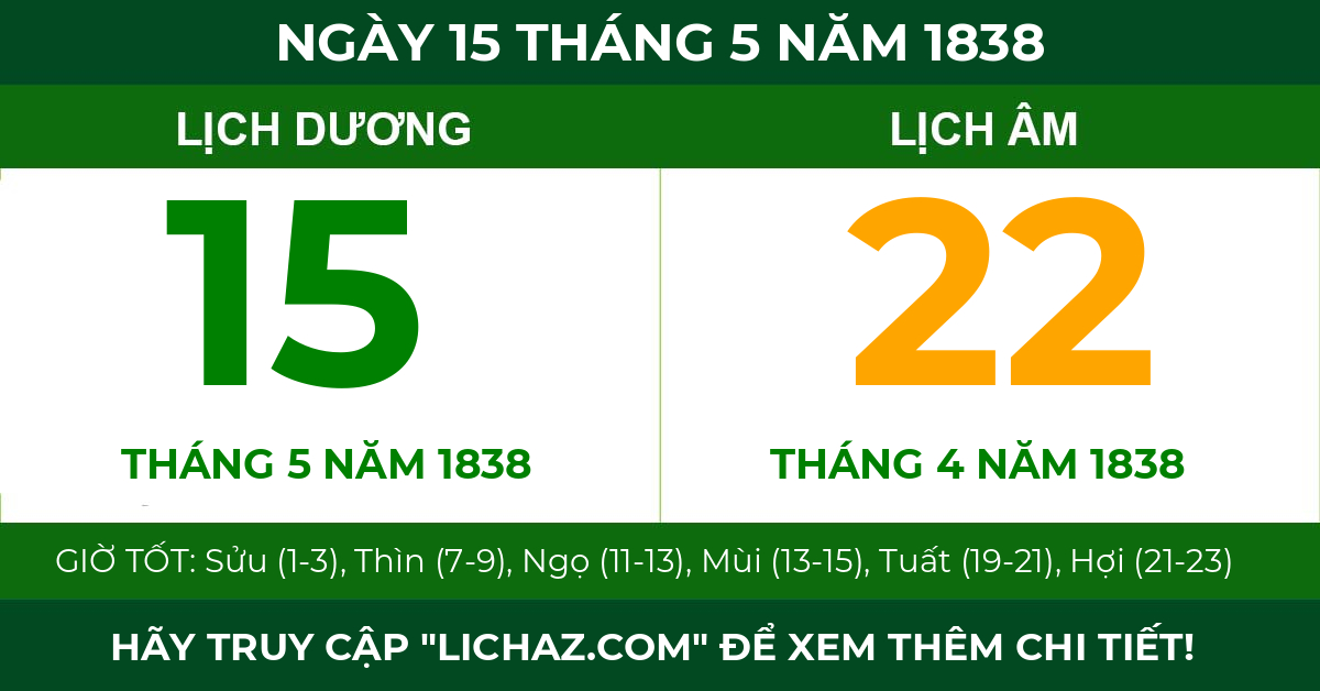 lịch âm ngày 15 tháng 5 năm 1838