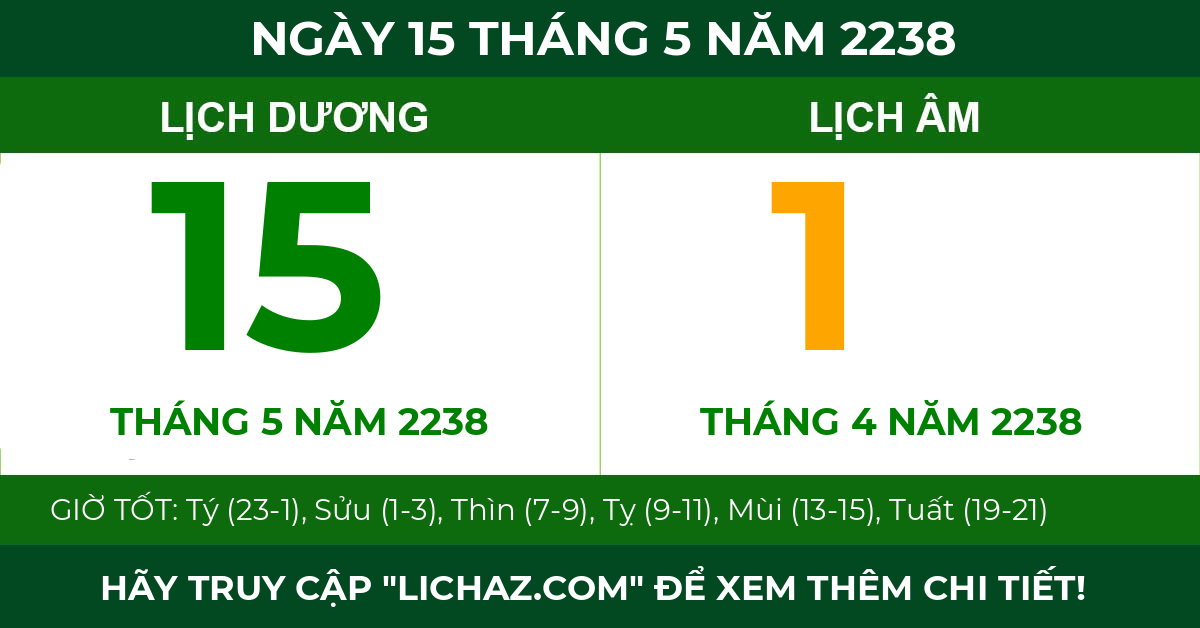 lịch âm ngày 15 tháng 5 năm 2238