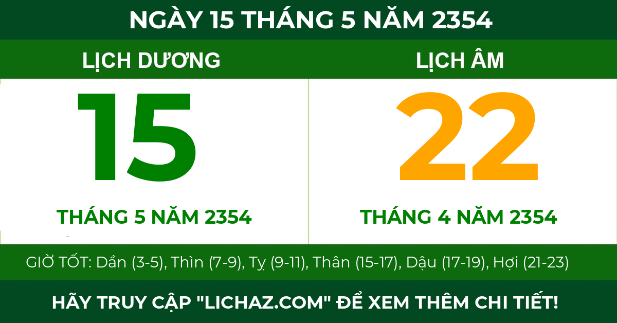 lịch âm ngày 15 tháng 5 năm 2354