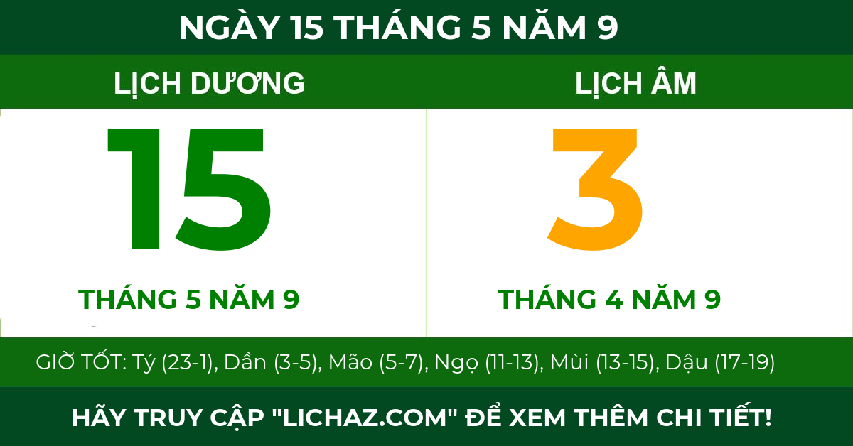 lịch âm ngày 15 tháng 5 năm 9