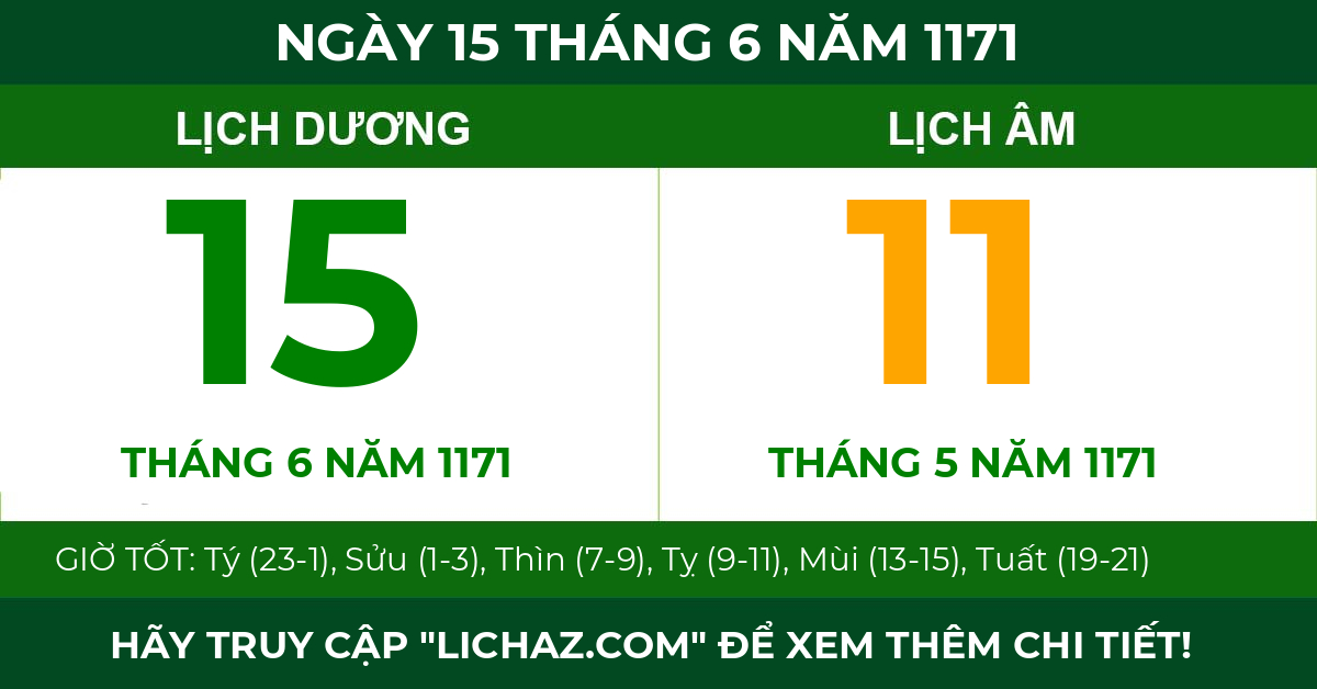 lịch âm ngày 15 tháng 6 năm 1171