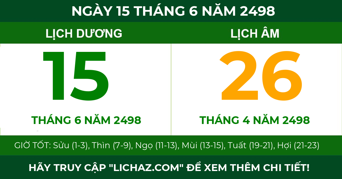 lịch âm ngày 15 tháng 6 năm 2498