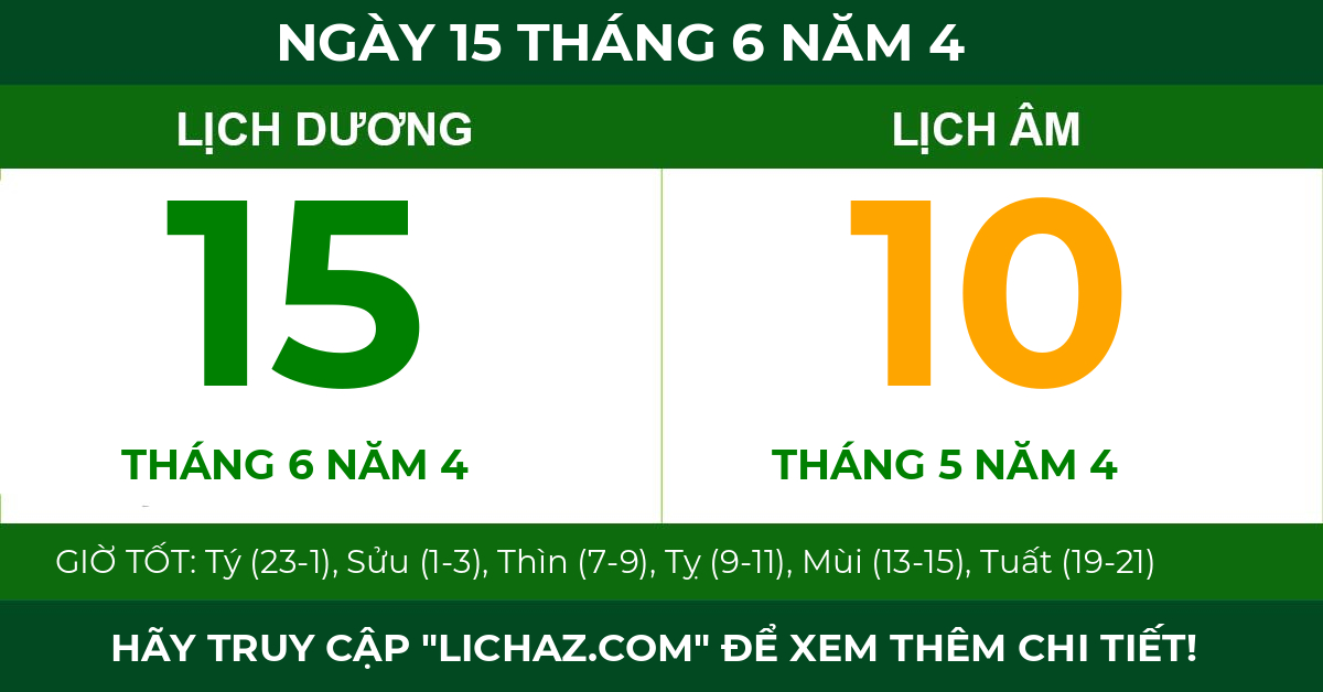 lịch âm ngày 15 tháng 6 năm 4