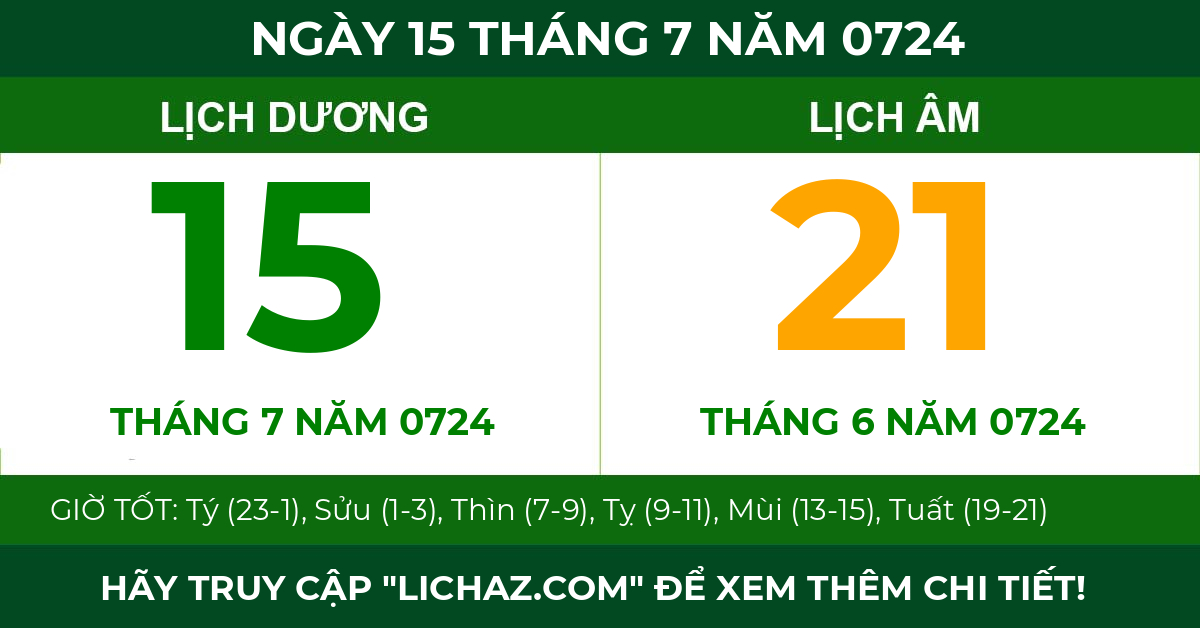 lịch âm ngày 15 tháng 7 năm 0724