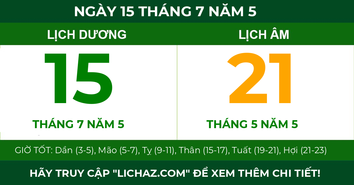 lịch âm ngày 15 tháng 7 năm 5