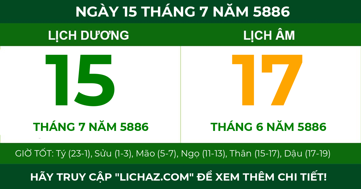 lịch âm ngày 15 tháng 7 năm 5886