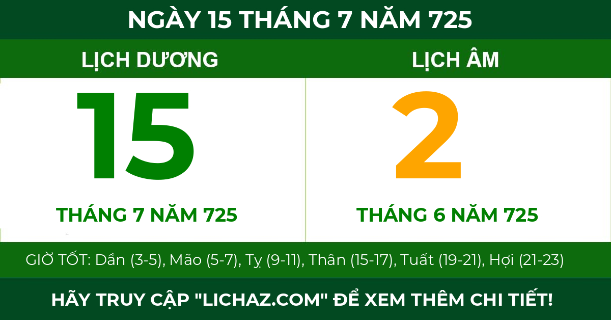 lịch âm ngày 15 tháng 7 năm 725