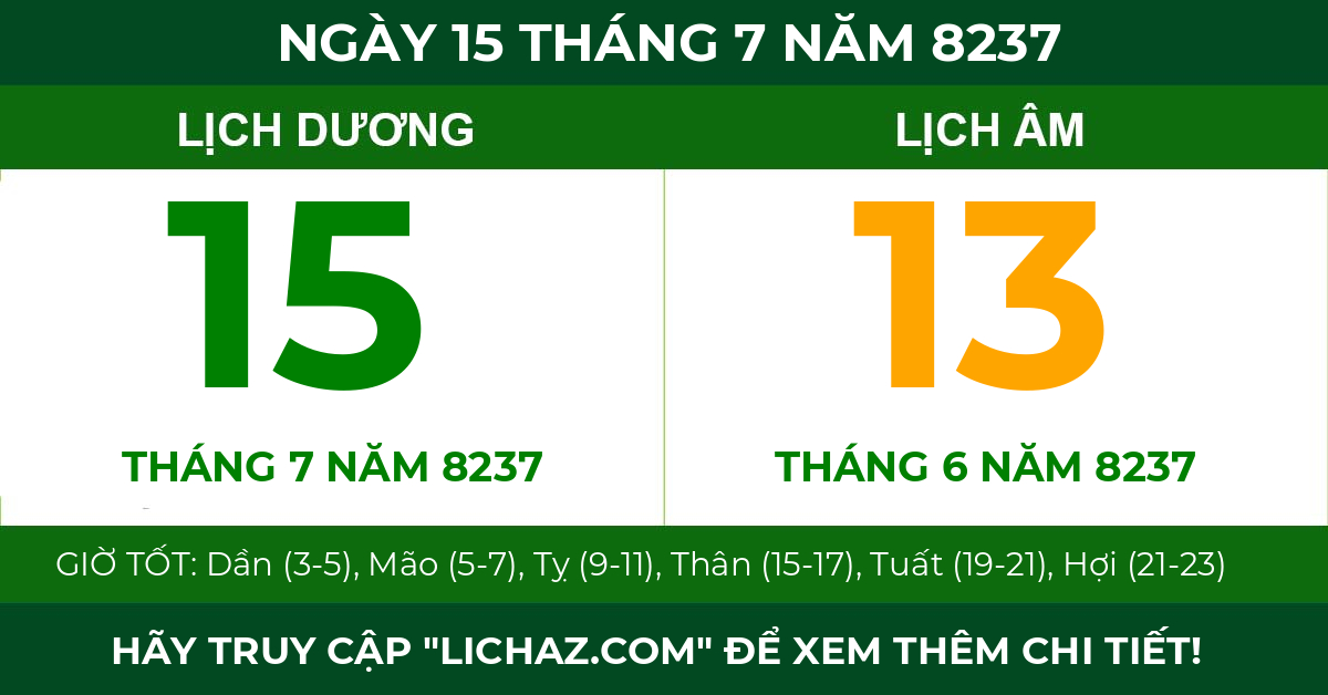 lịch âm ngày 15 tháng 7 năm 8237
