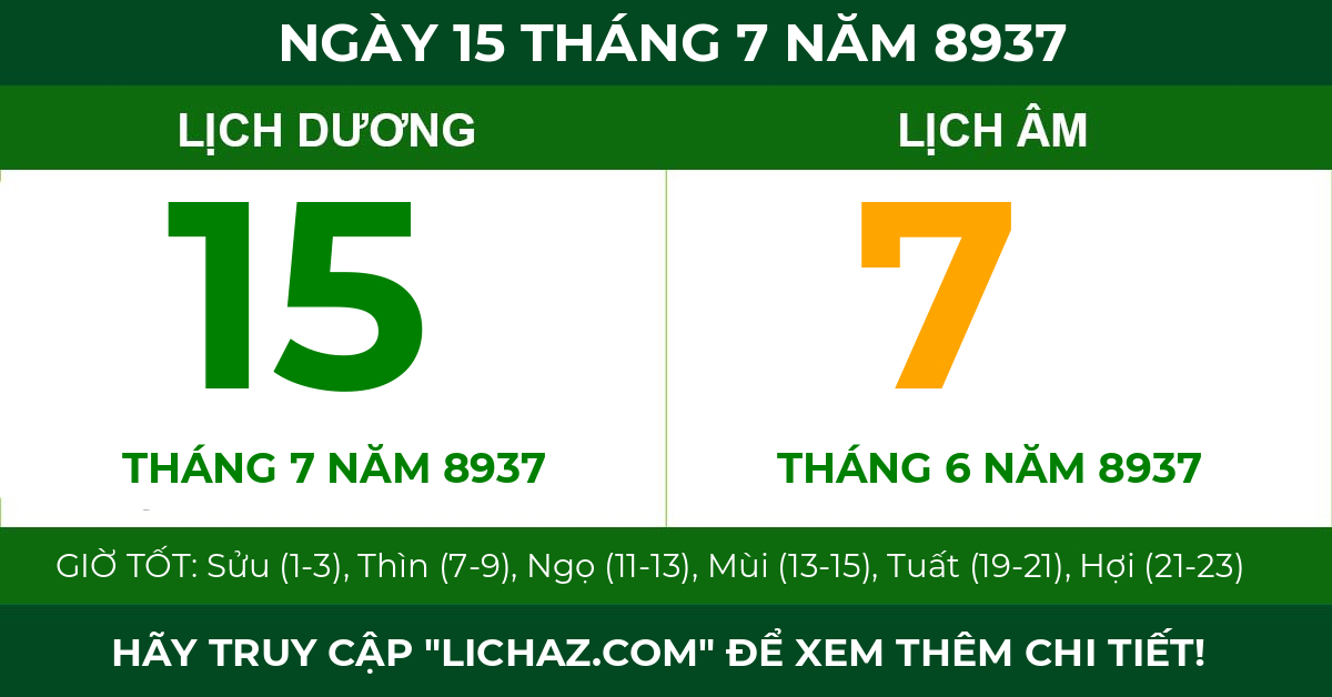 lịch âm ngày 15 tháng 7 năm 8937