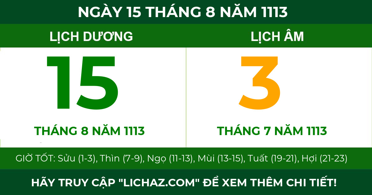 lịch âm ngày 15 tháng 8 năm 1113