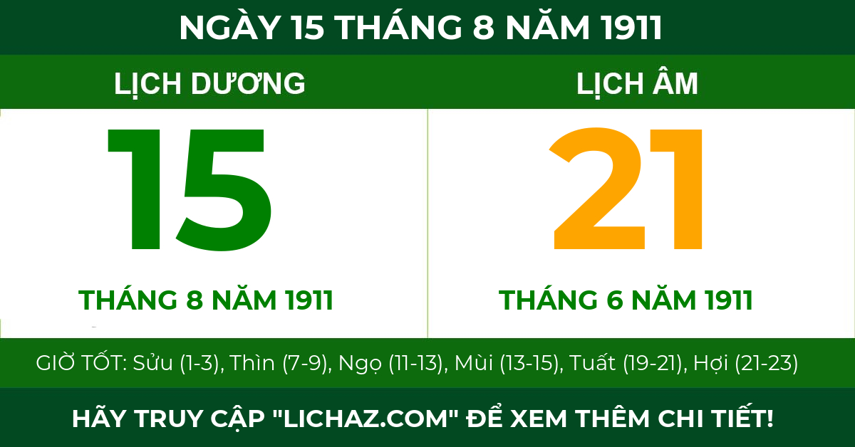 lịch âm ngày 15 tháng 8 năm 1911
