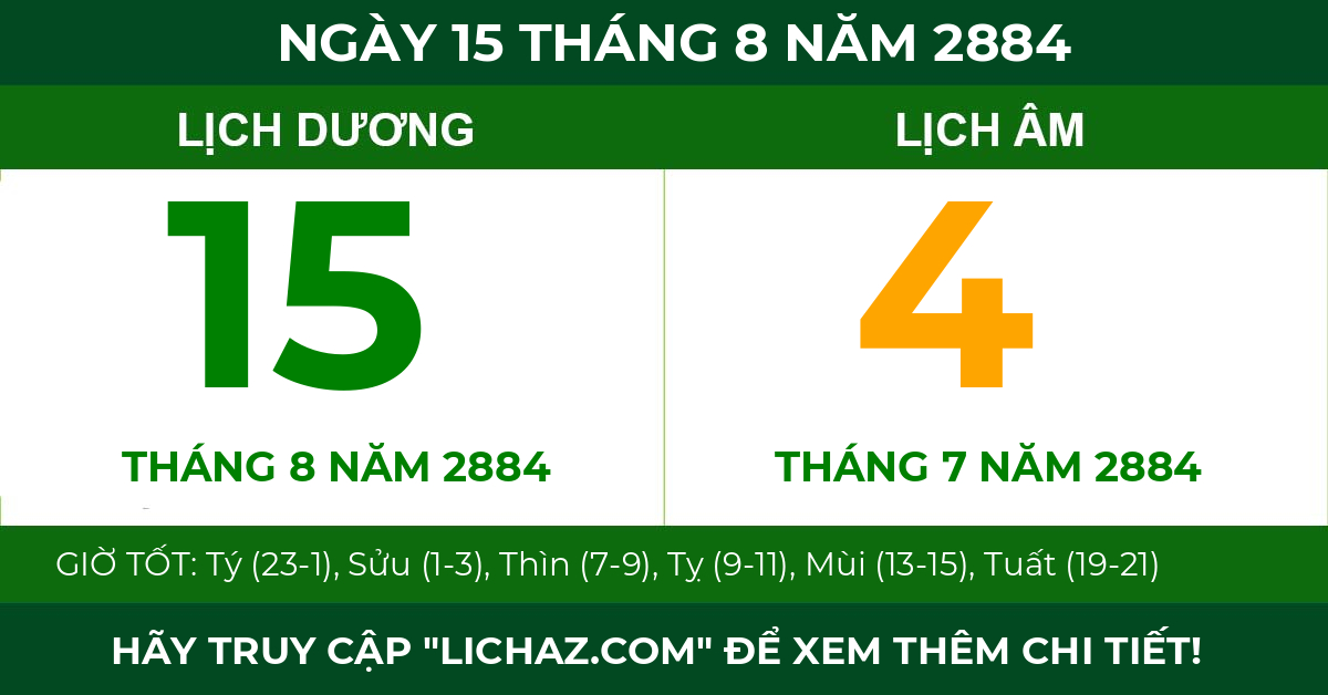 lịch âm ngày 15 tháng 8 năm 2884