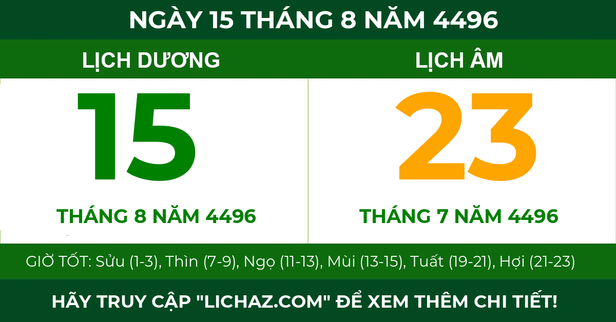 lịch âm ngày 15 tháng 8 năm 4496