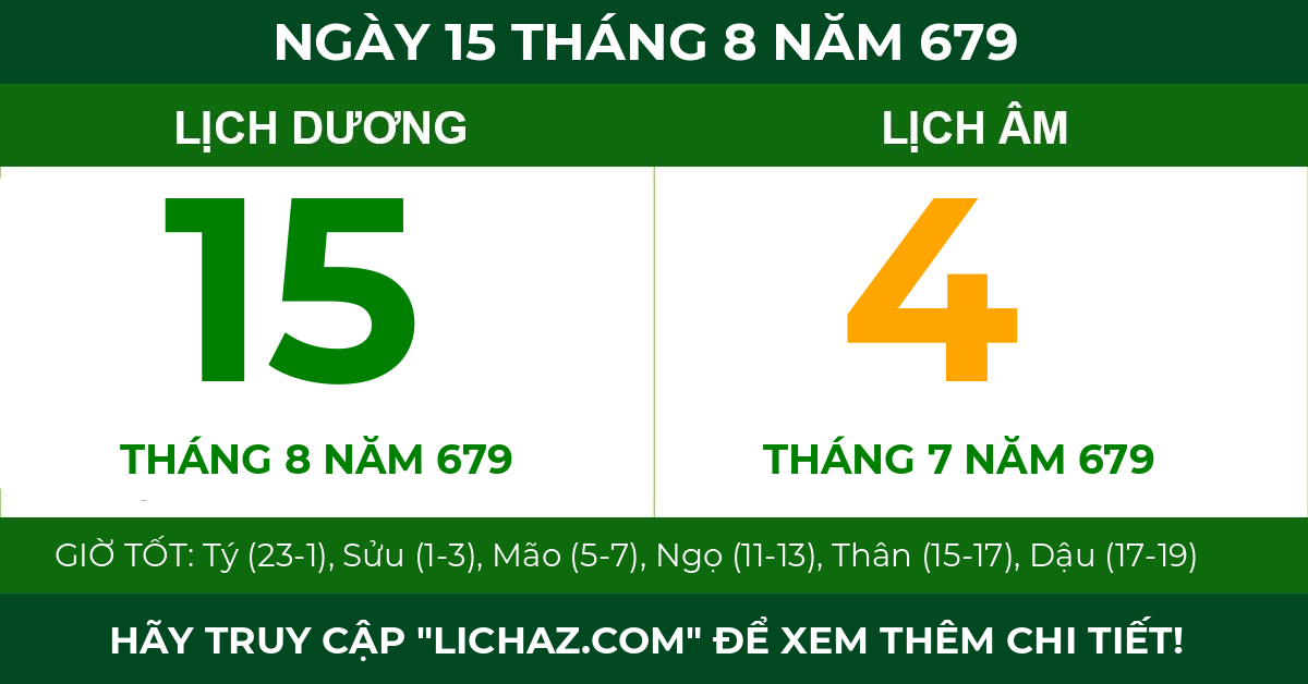 lịch âm ngày 15 tháng 8 năm 679