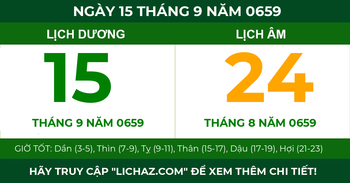 lịch âm ngày 15 tháng 9 năm 0659
