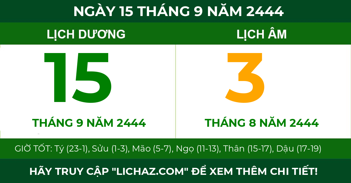lịch âm ngày 15 tháng 9 năm 2444