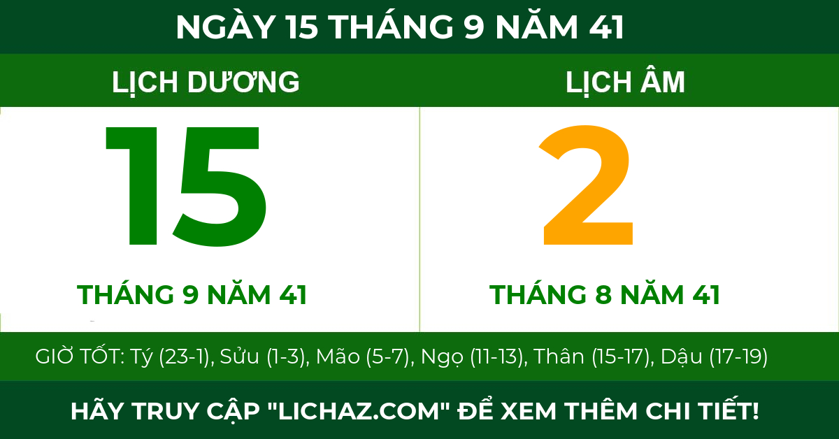 lịch âm ngày 15 tháng 9 năm 41