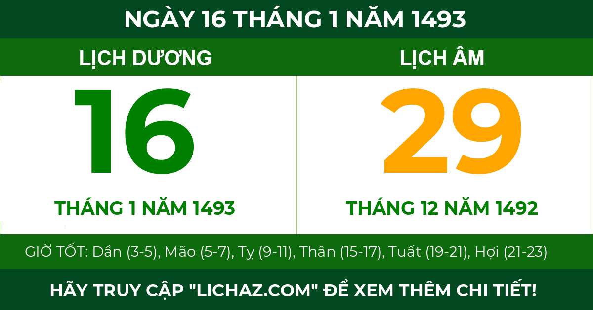 lịch âm ngày 16 tháng 1 năm 1493