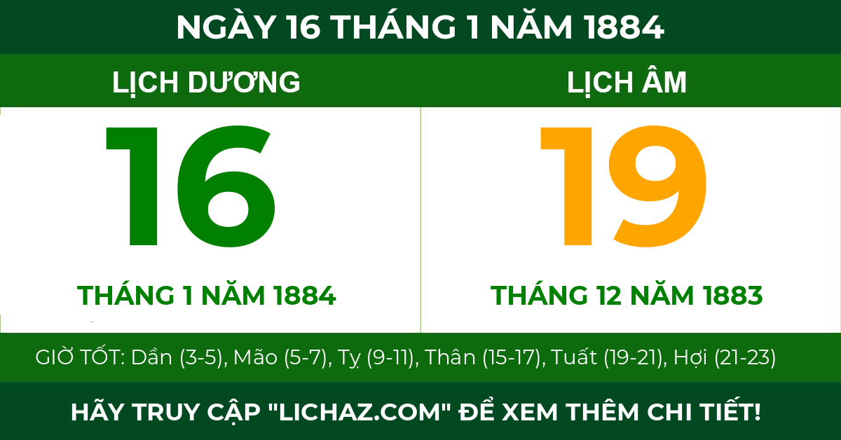 lịch âm ngày 16 tháng 1 năm 1884