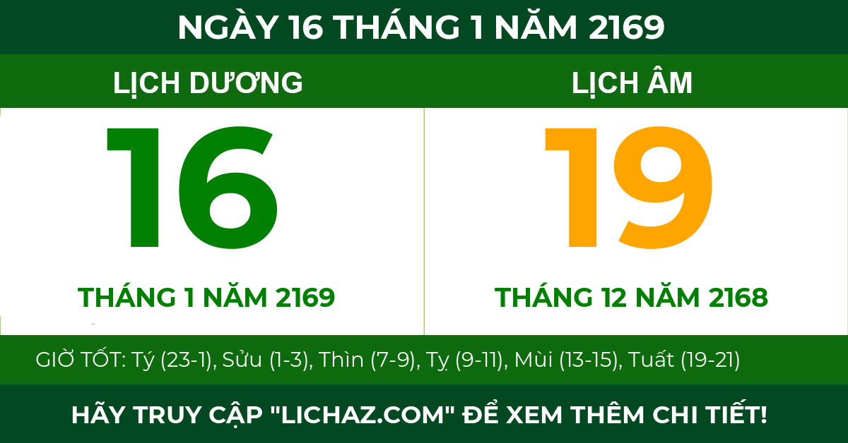 lịch âm ngày 16 tháng 1 năm 2169