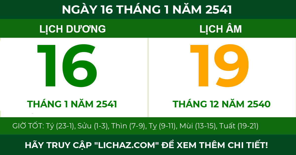 lịch âm ngày 16 tháng 1 năm 2541