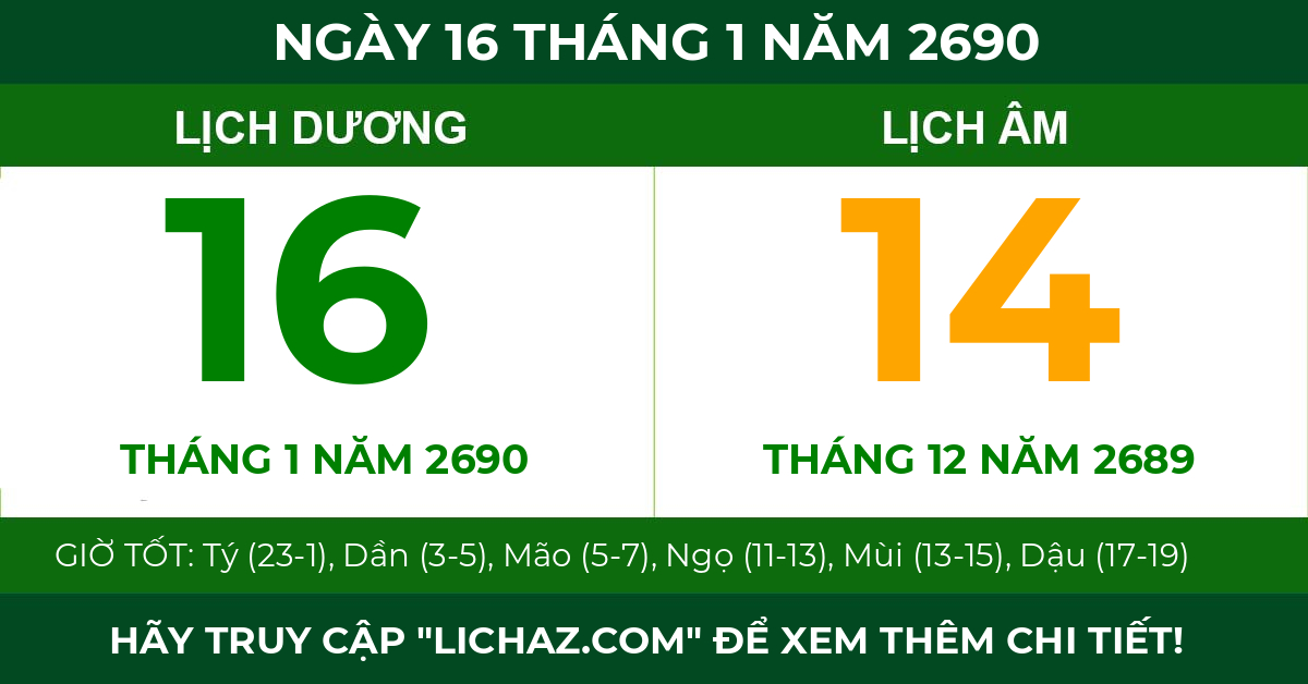 lịch âm ngày 16 tháng 1 năm 2690