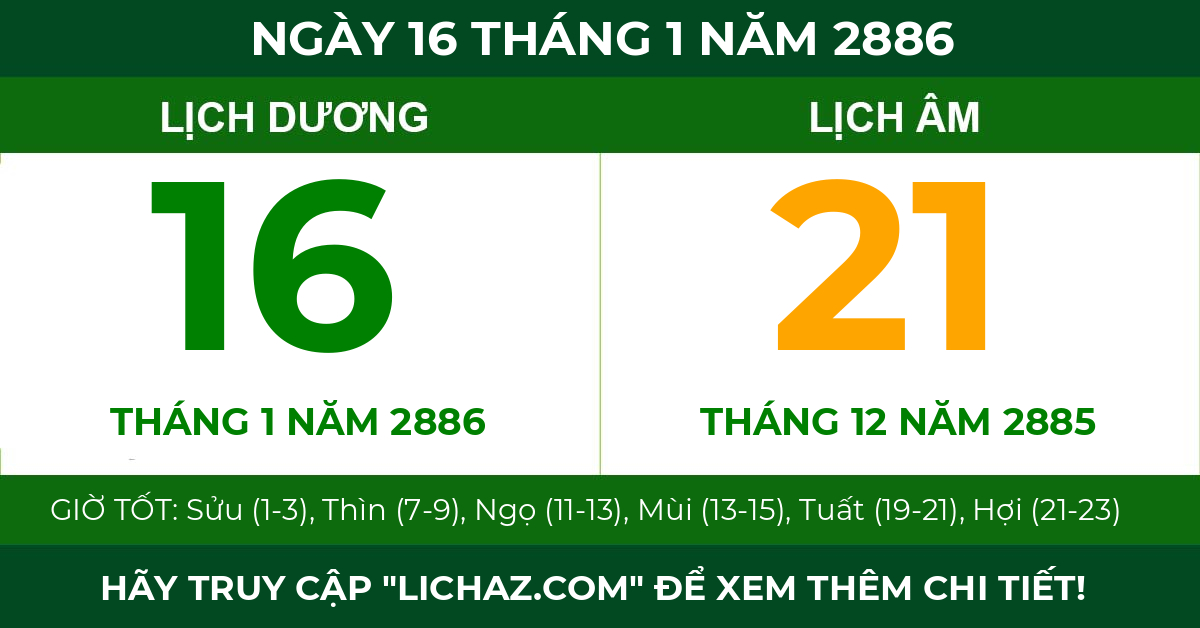 lịch âm ngày 16 tháng 1 năm 2886