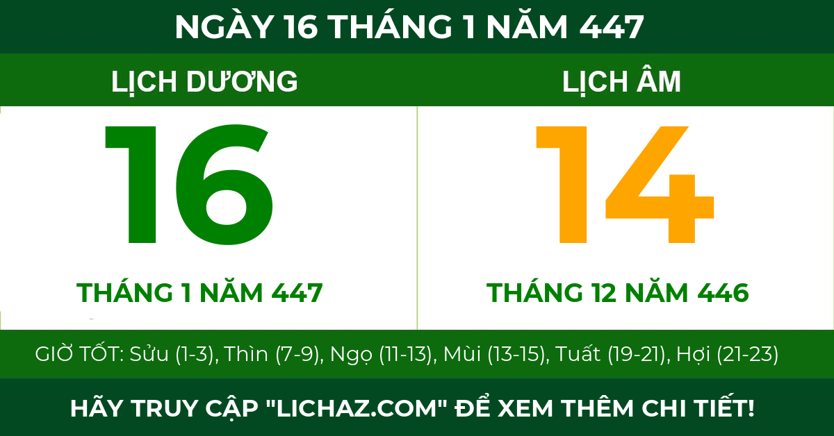lịch âm ngày 16 tháng 1 năm 447