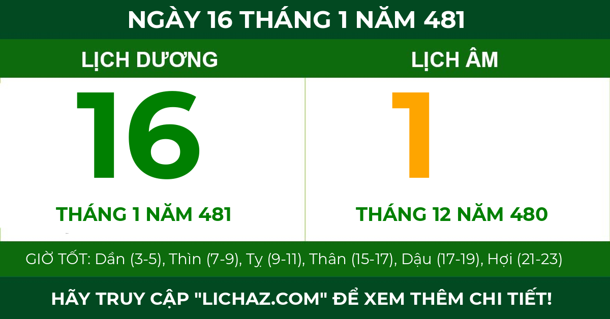 lịch âm ngày 16 tháng 1 năm 481