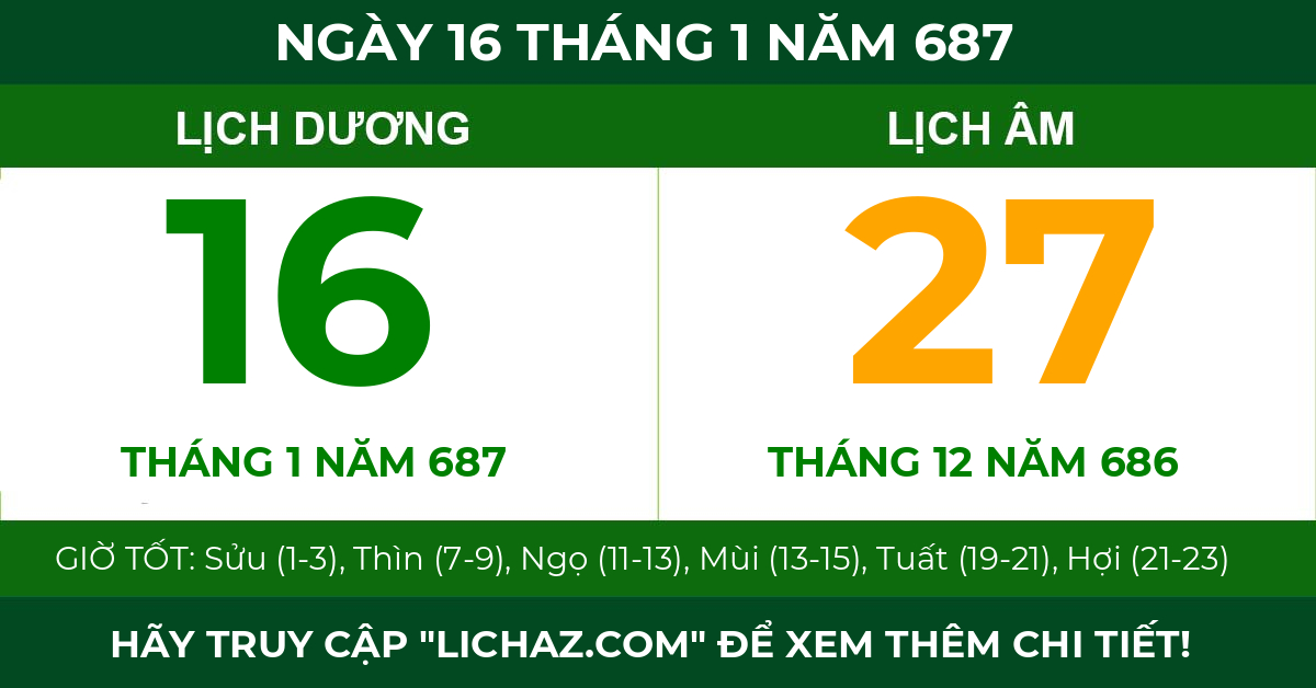 lịch âm ngày 16 tháng 1 năm 687
