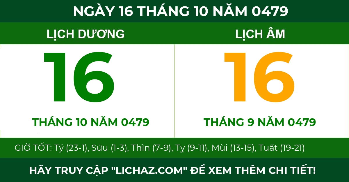 lịch âm ngày 16 tháng 10 năm 0479
