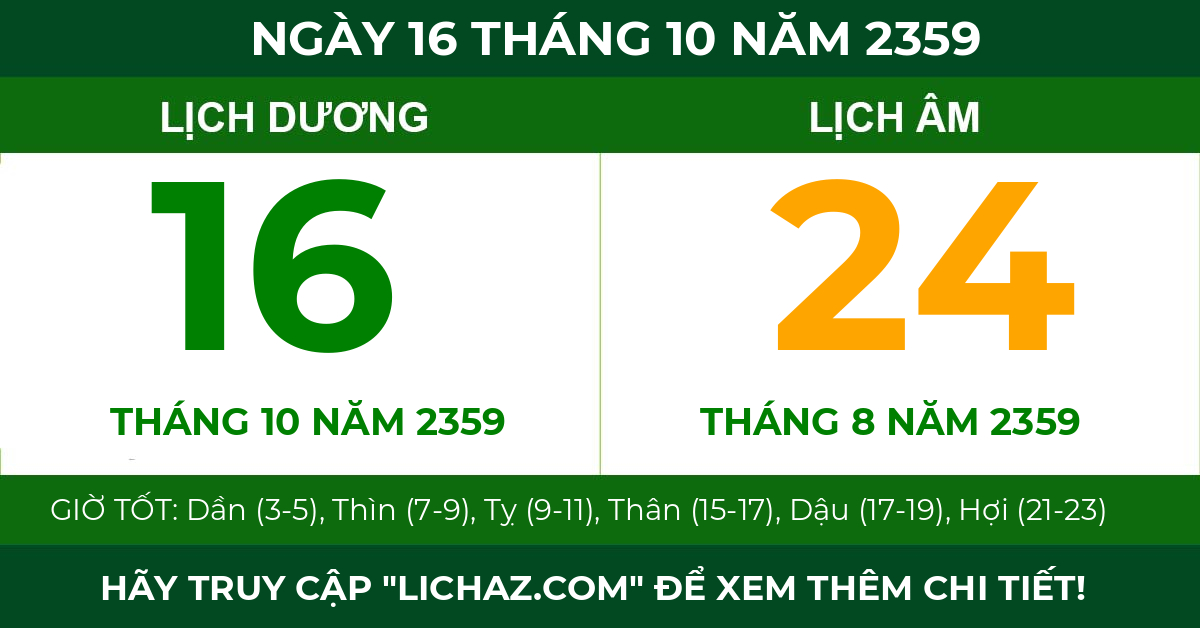 lịch âm ngày 16 tháng 10 năm 2359