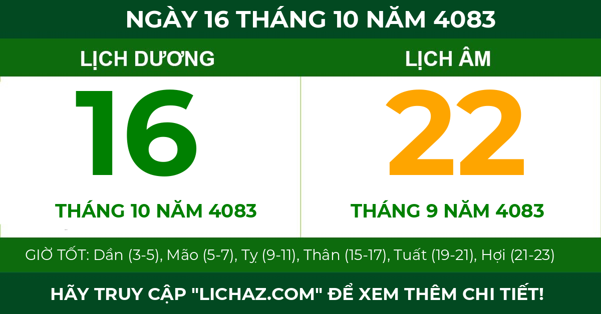 lịch âm ngày 16 tháng 10 năm 4083