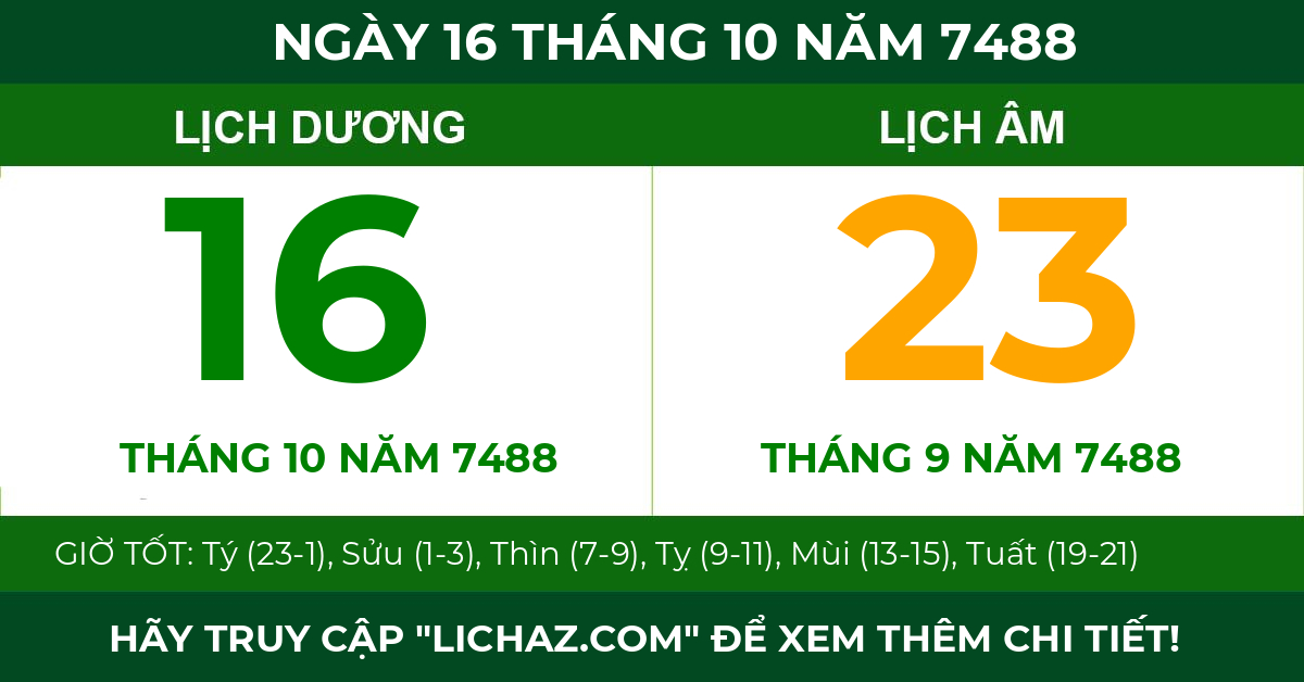 lịch âm ngày 16 tháng 10 năm 7488