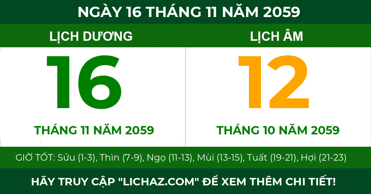 lịch âm ngày 16 tháng 11 năm 2059