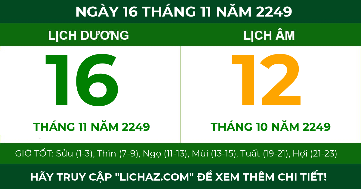lịch âm ngày 16 tháng 11 năm 2249