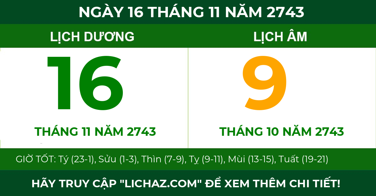 lịch âm ngày 16 tháng 11 năm 2743