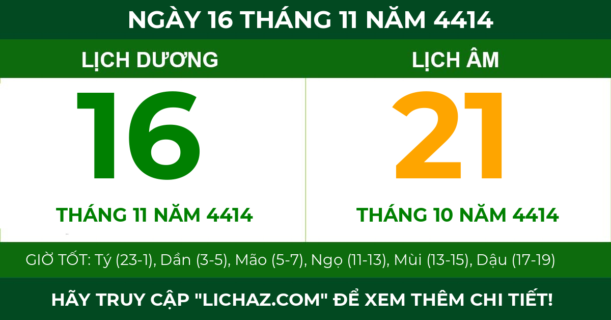 lịch âm ngày 16 tháng 11 năm 4414