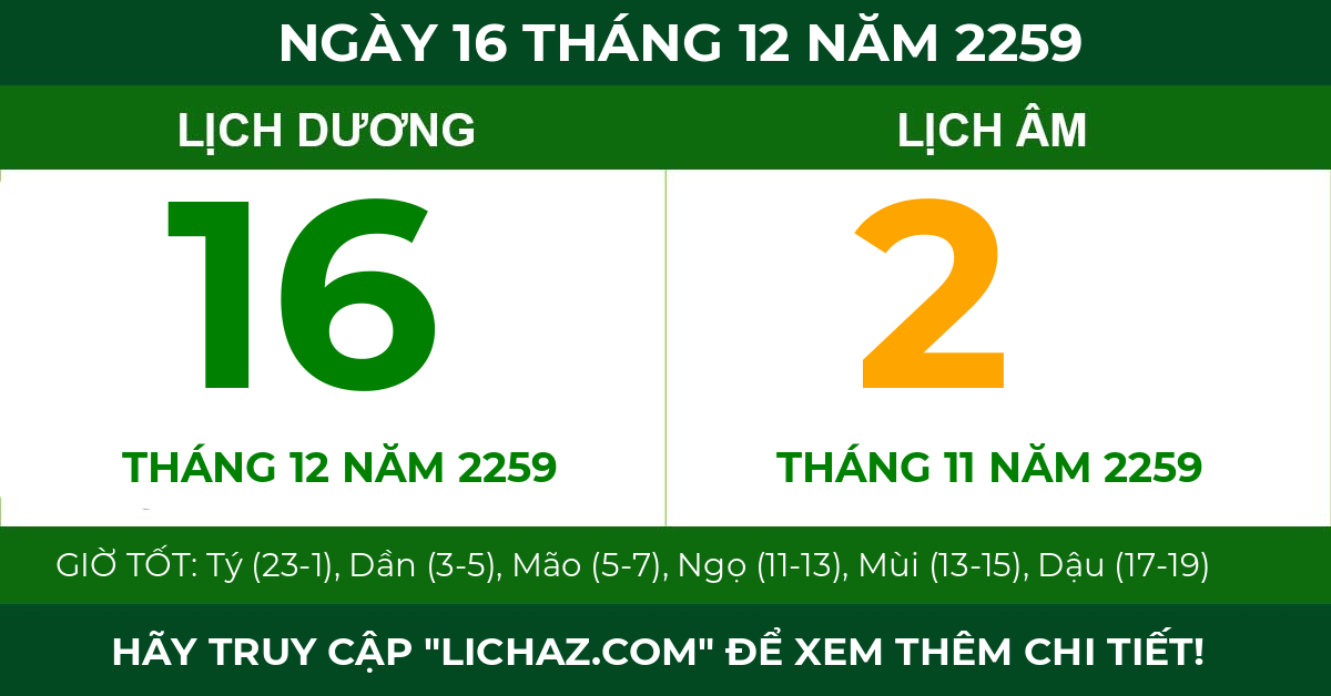 lịch âm ngày 16 tháng 12 năm 2259