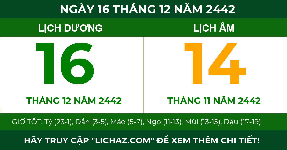 lịch âm ngày 16 tháng 12 năm 2442