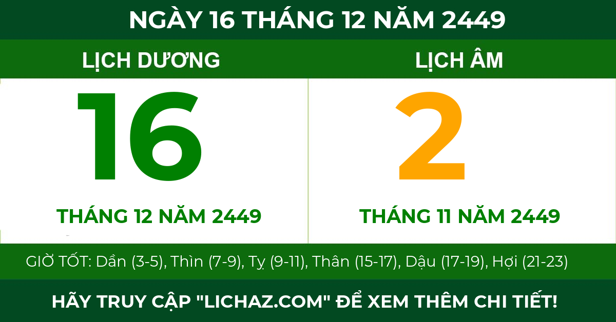 lịch âm ngày 16 tháng 12 năm 2449