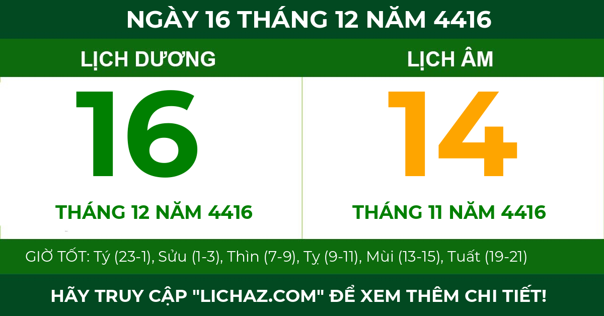 lịch âm ngày 16 tháng 12 năm 4416