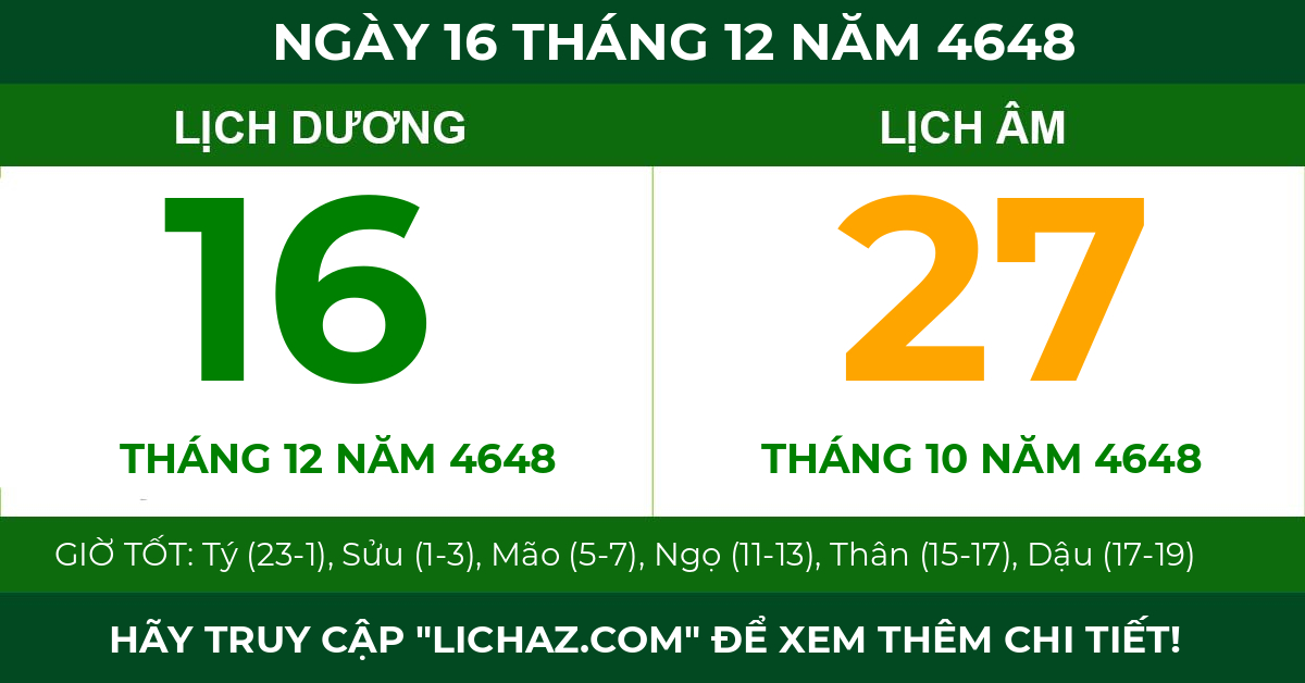 lịch âm ngày 16 tháng 12 năm 4648
