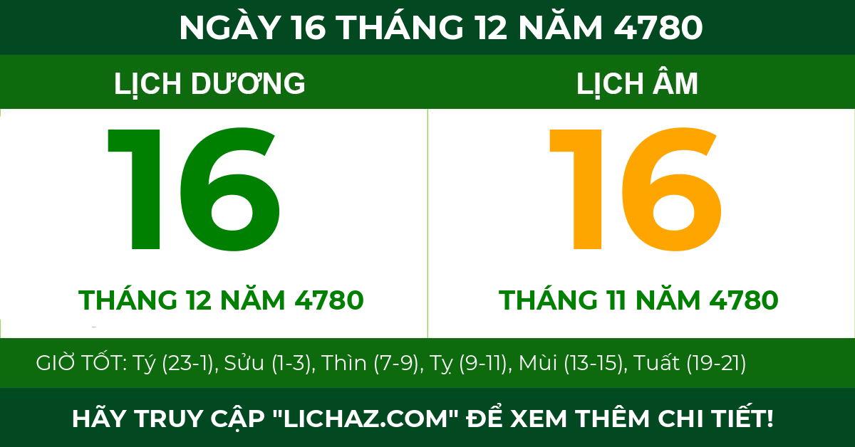 lịch âm ngày 16 tháng 12 năm 4780