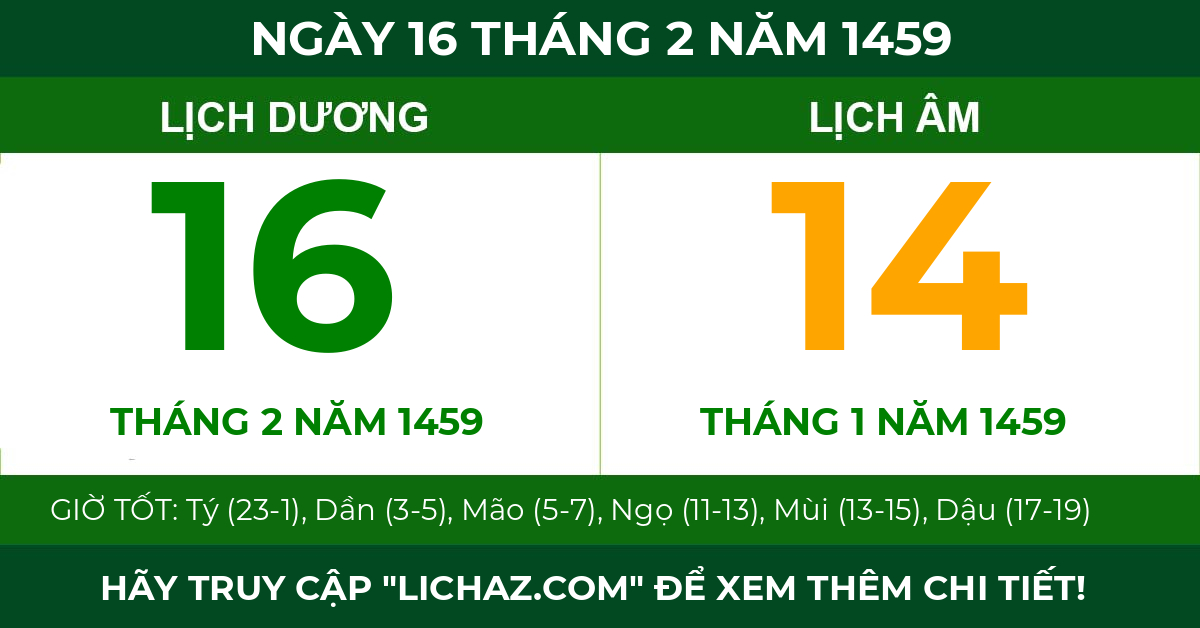 lịch âm ngày 16 tháng 2 năm 1459