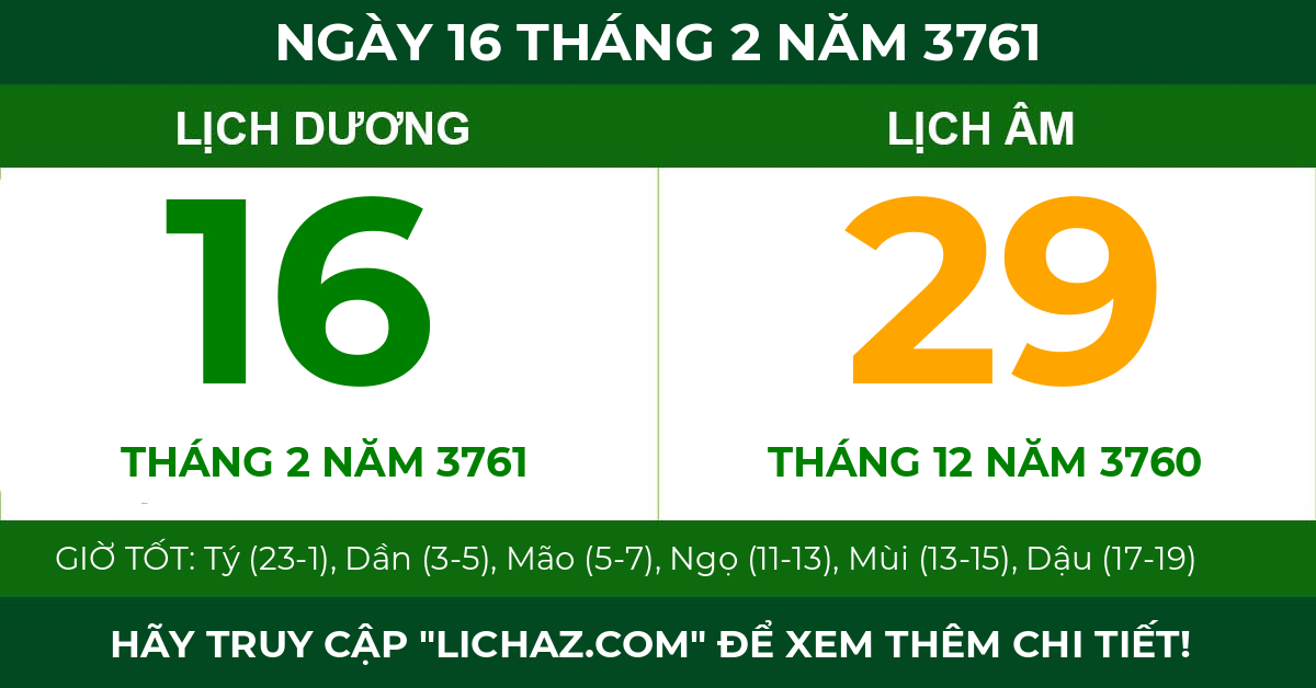 lịch âm ngày 16 tháng 2 năm 3761