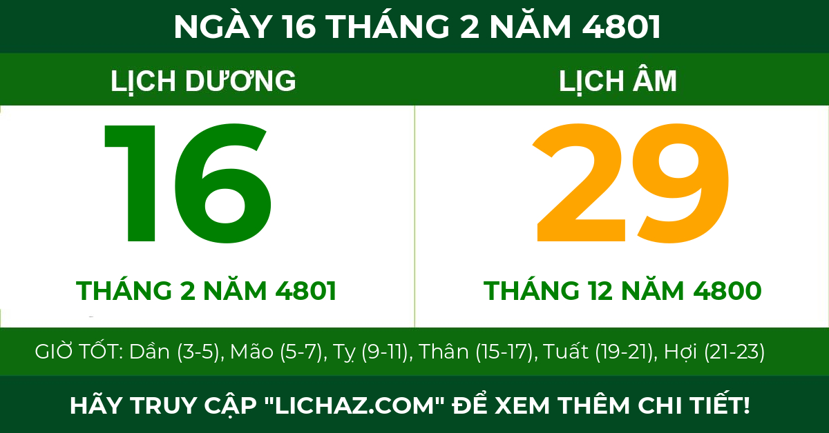 lịch âm ngày 16 tháng 2 năm 4801