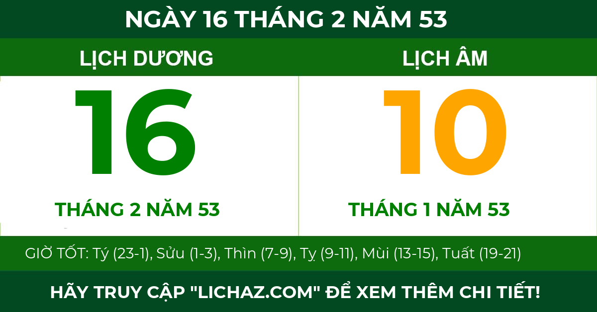 lịch âm ngày 16 tháng 2 năm 53