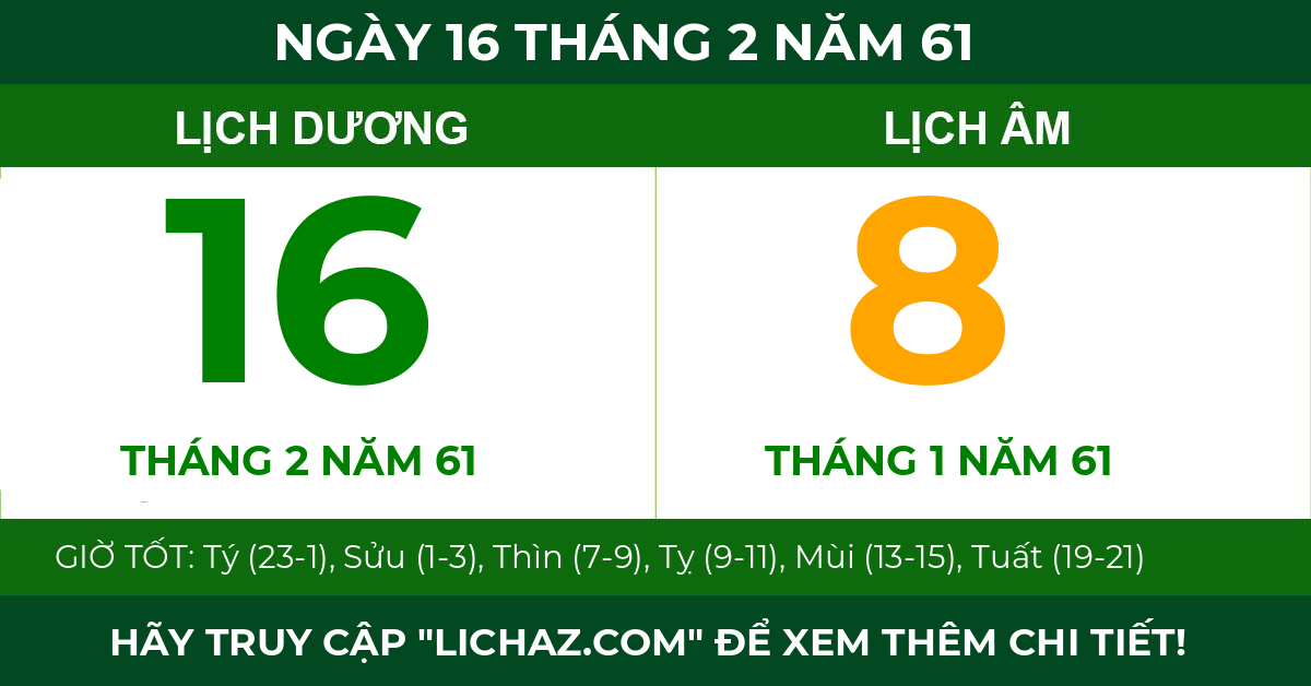 lịch âm ngày 16 tháng 2 năm 61